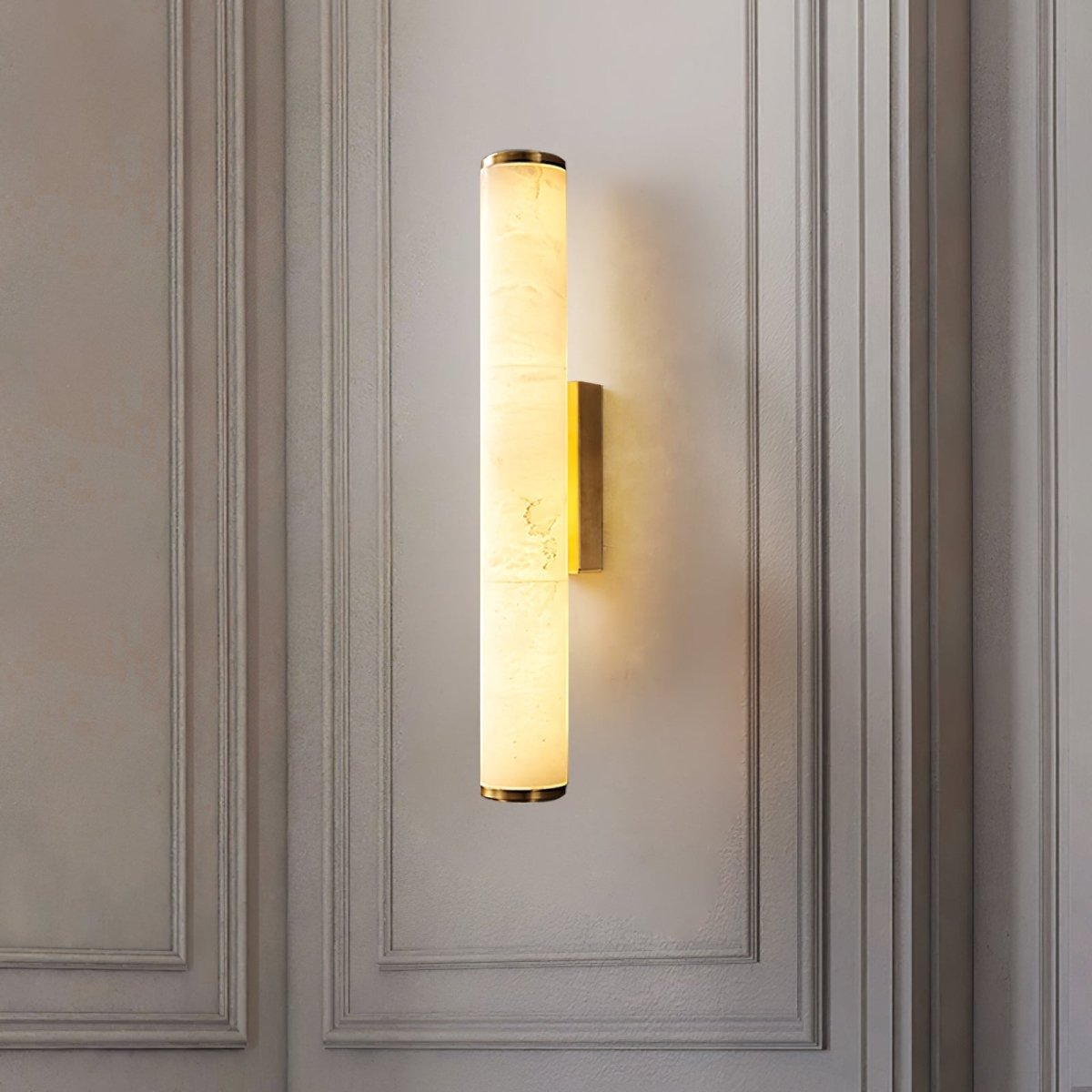 Copper Accent Wall Light, Warm LED Glow, Faux Spanish Marble Finish