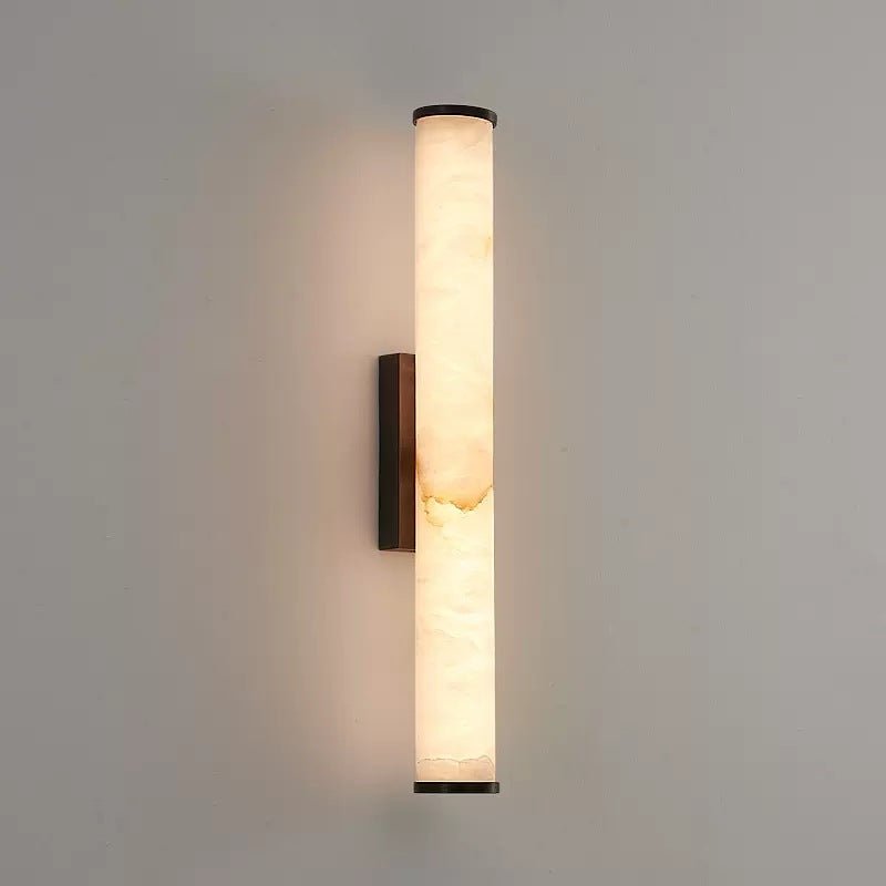Copper Accent Wall Light, Warm LED Glow, Faux Spanish Marble Finish