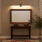 Slim wall lamp bar shown lit in warm white tone