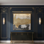 Linear wall lamp casting even illumination across a vanity area