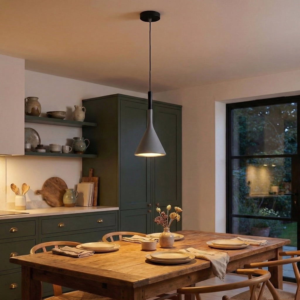Aluminum Cone Pendant Light, Nordic Minimalist Design, 12-Inch Drop
