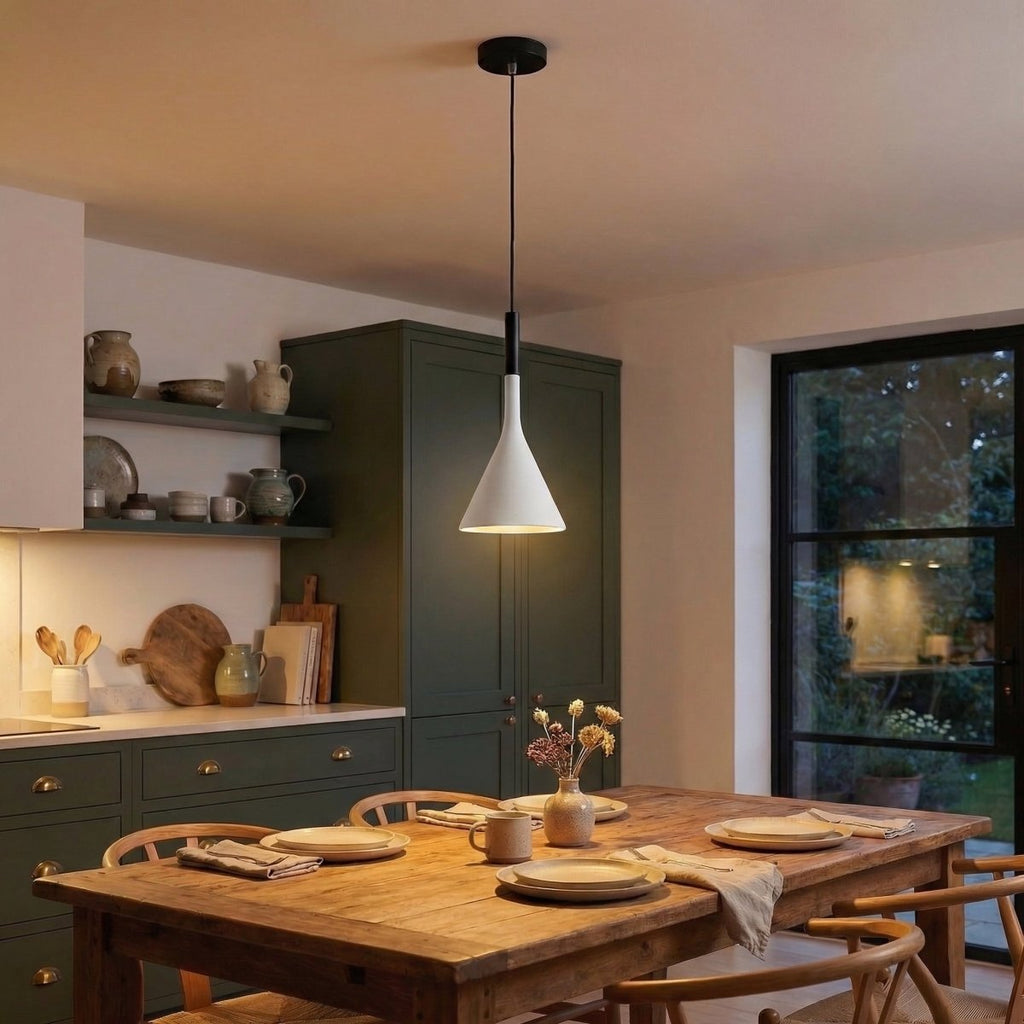 Aluminum Cone Pendant Light, Nordic Minimalist Design, 12-Inch Drop