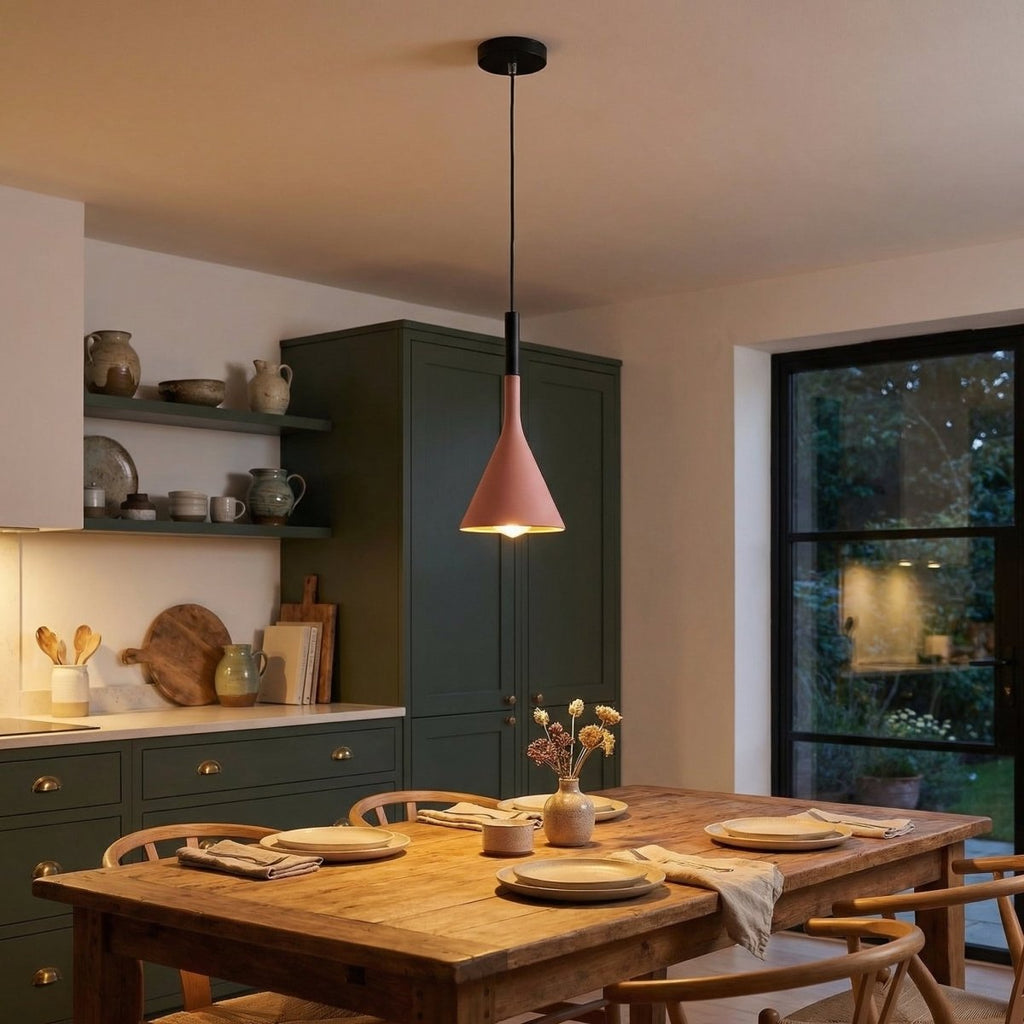 Aluminum Cone Pendant Light, Nordic Minimalist Design, 12-Inch Drop