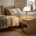 Table Lamp, Nordic Bauhaus Style, Fabric Shade & Metal Base
