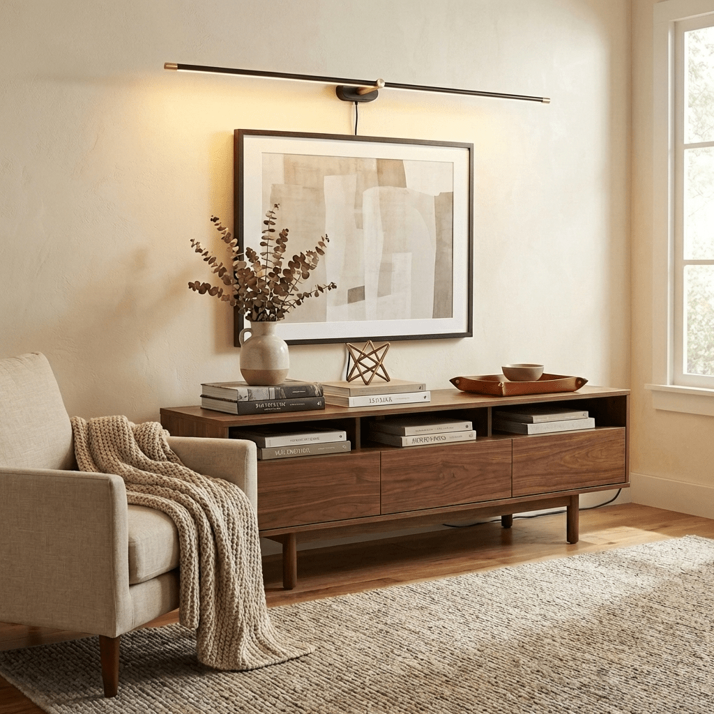 Slim LED wall lamp casting a soft even wash
