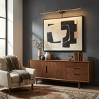 Linear LED wall lamp glowing in a modern interior