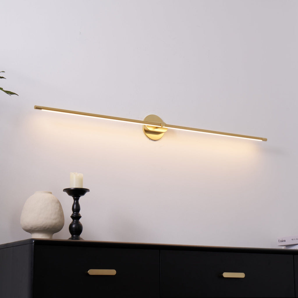 Minimalist Linear Wall Lamp, Metal LED Vanity Light, 3000K, Dimmable