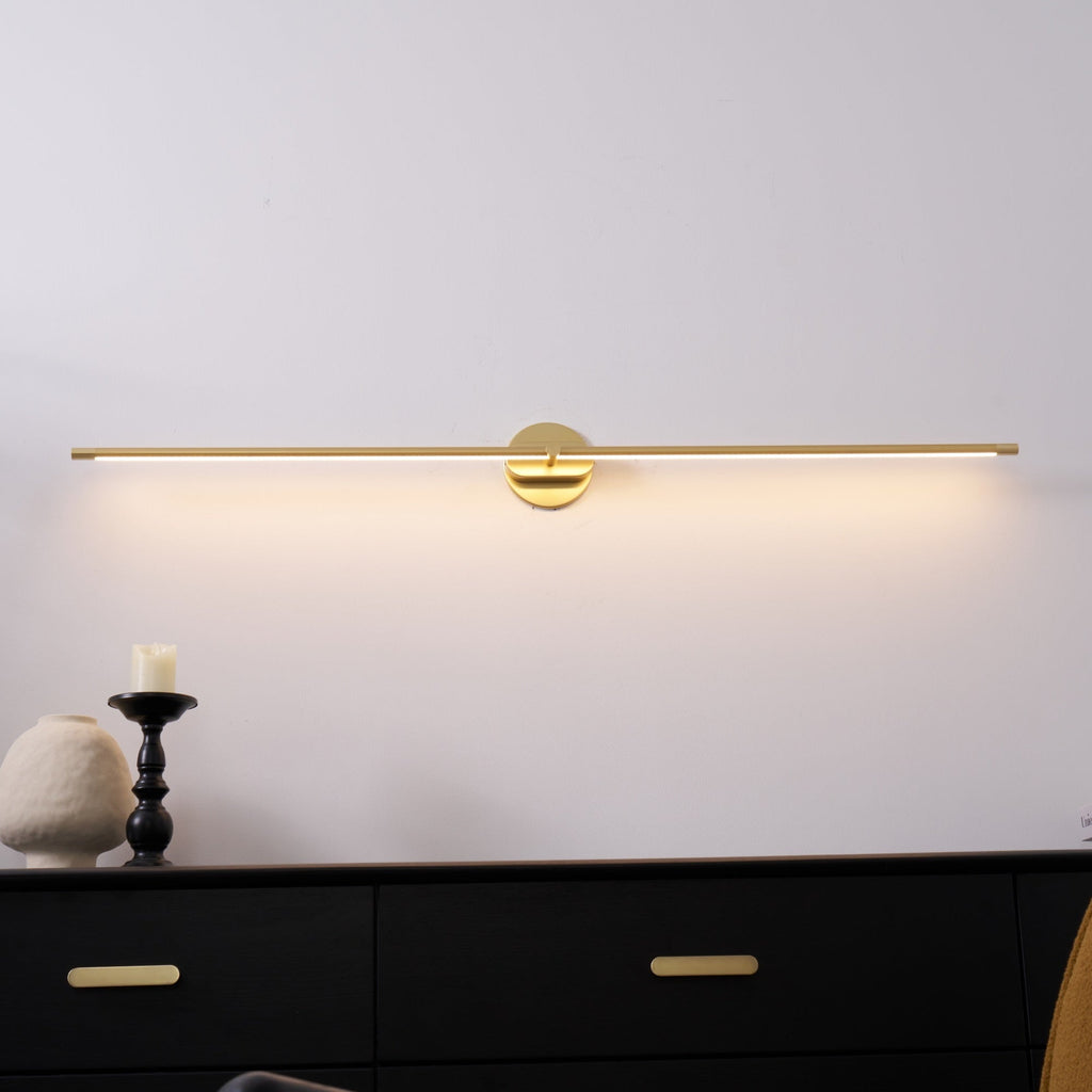 Minimalist Linear Wall Lamp, Metal LED Vanity Light, 3000K, Dimmable