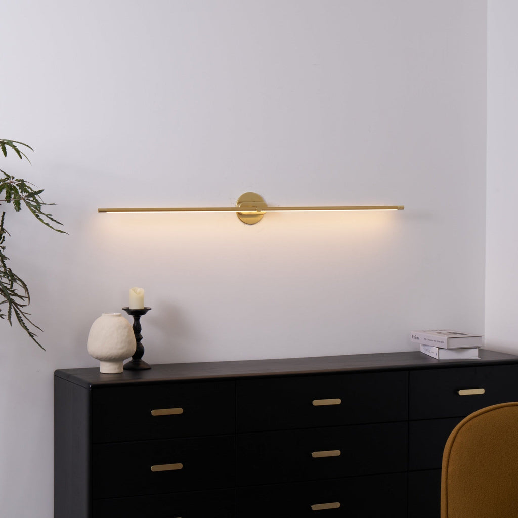 Minimalist Linear Wall Lamp, Metal LED Vanity Light, 3000K, Dimmable