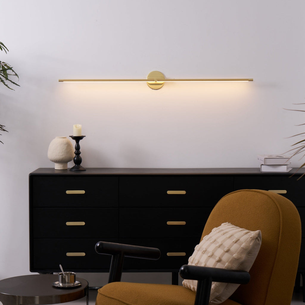 Minimalist Linear Wall Lamp, Metal LED Vanity Light, 3000K, Dimmable
