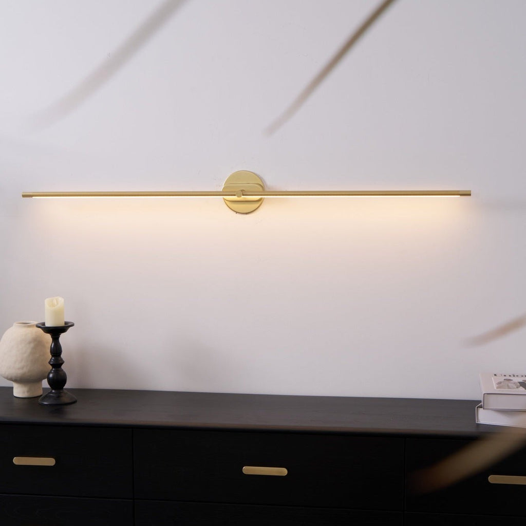 Minimalist Linear Wall Lamp, Metal LED Vanity Light, 3000K, Dimmable