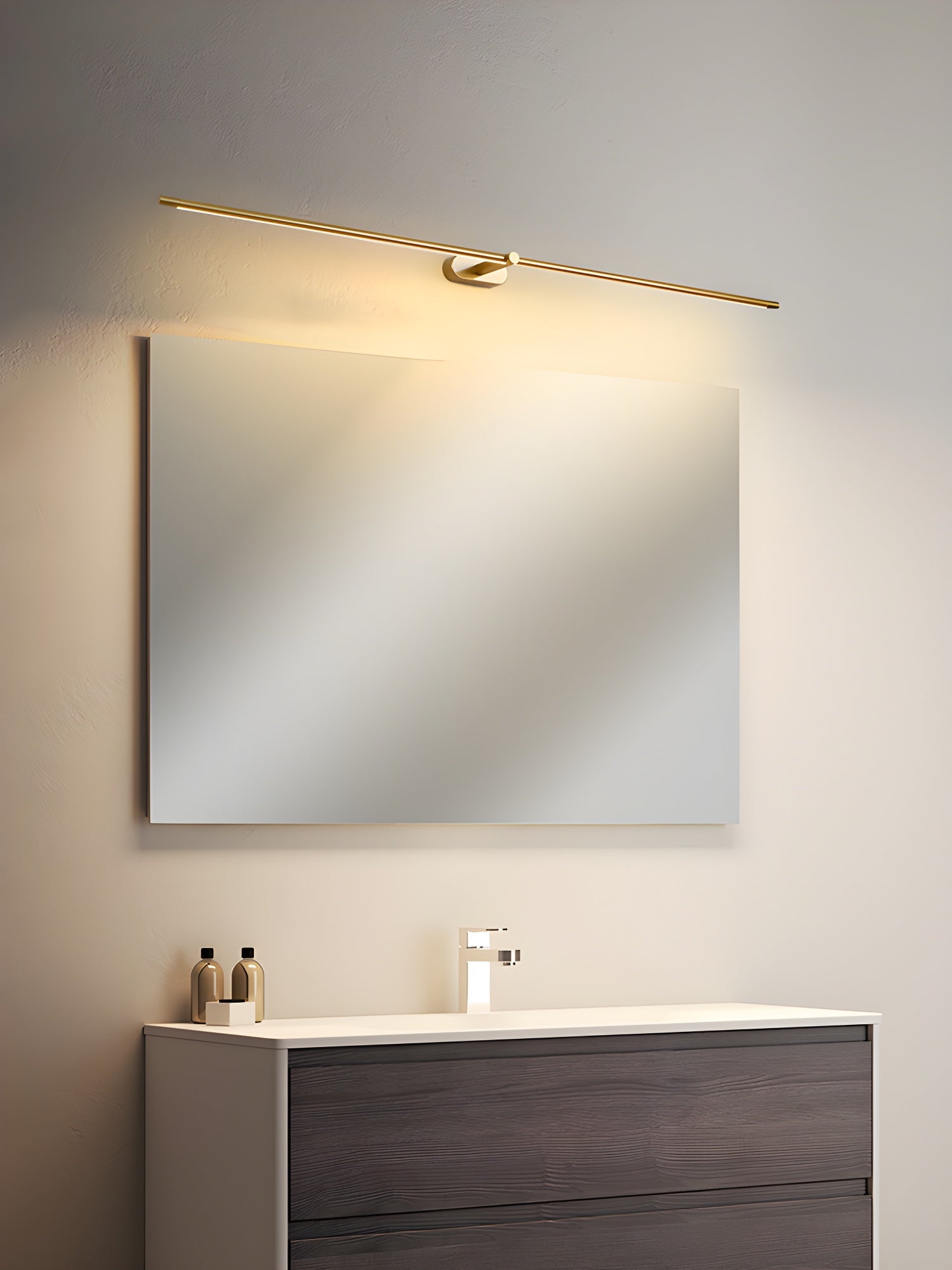 Minimalist Linear Wall Lamp, Metal LED Vanity Light, 3000K, Dimmable