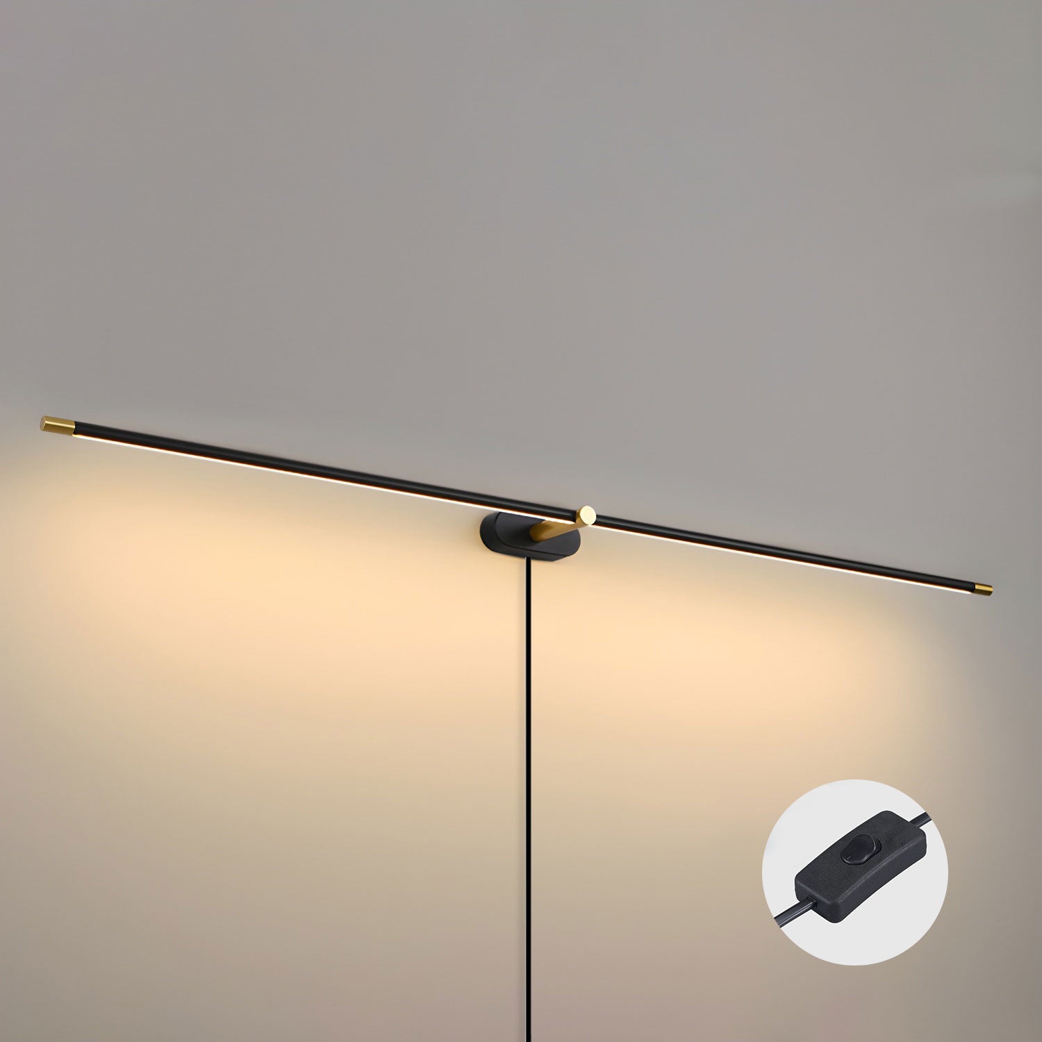 Linear wall lamp casting even light over a mirror