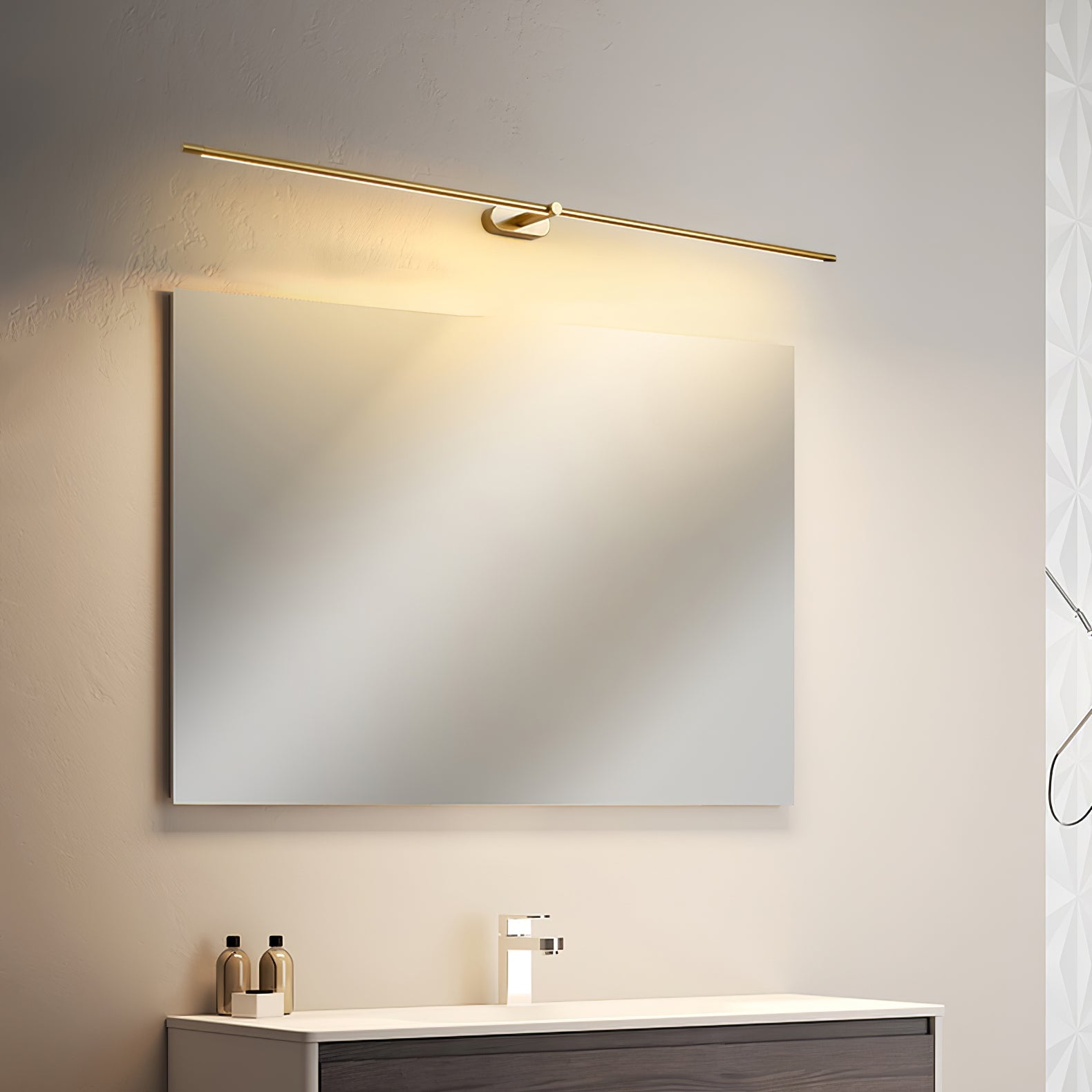 Minimalist Linear Wall Lamp, Metal LED Vanity Light, 3000K, Dimmable