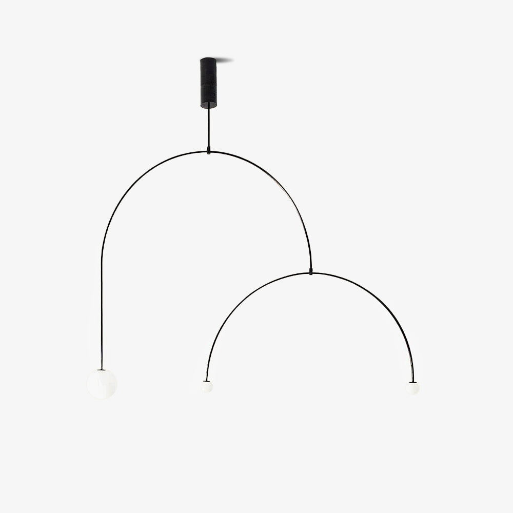 Chandelier, Mobile Opaline Glass Globes, Brass or Black, G9 and G4