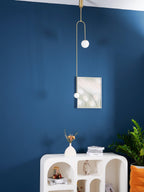 Chandelier, Mobile Opaline Glass Globes, Brass or Black, G9 and G4