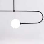 Chandelier, Mobile Opaline Glass Globes, Brass or Black, G9 and G4