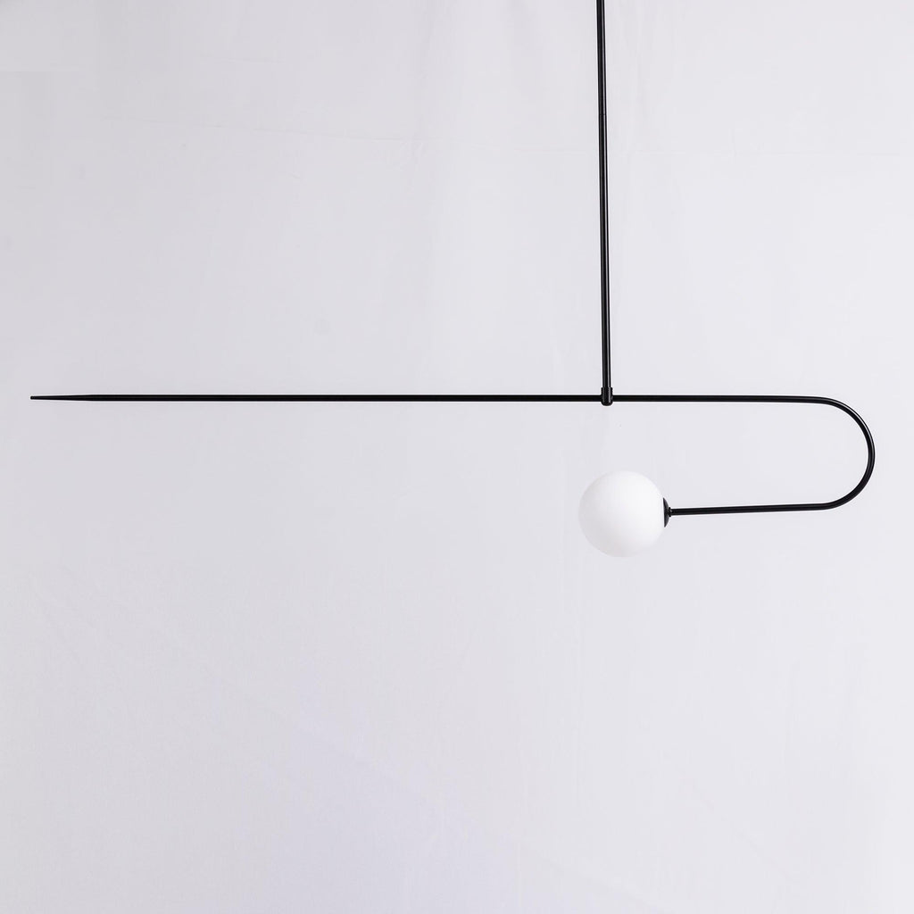 Chandelier, Mobile Opaline Glass Globes, Brass or Black, G9 and G4