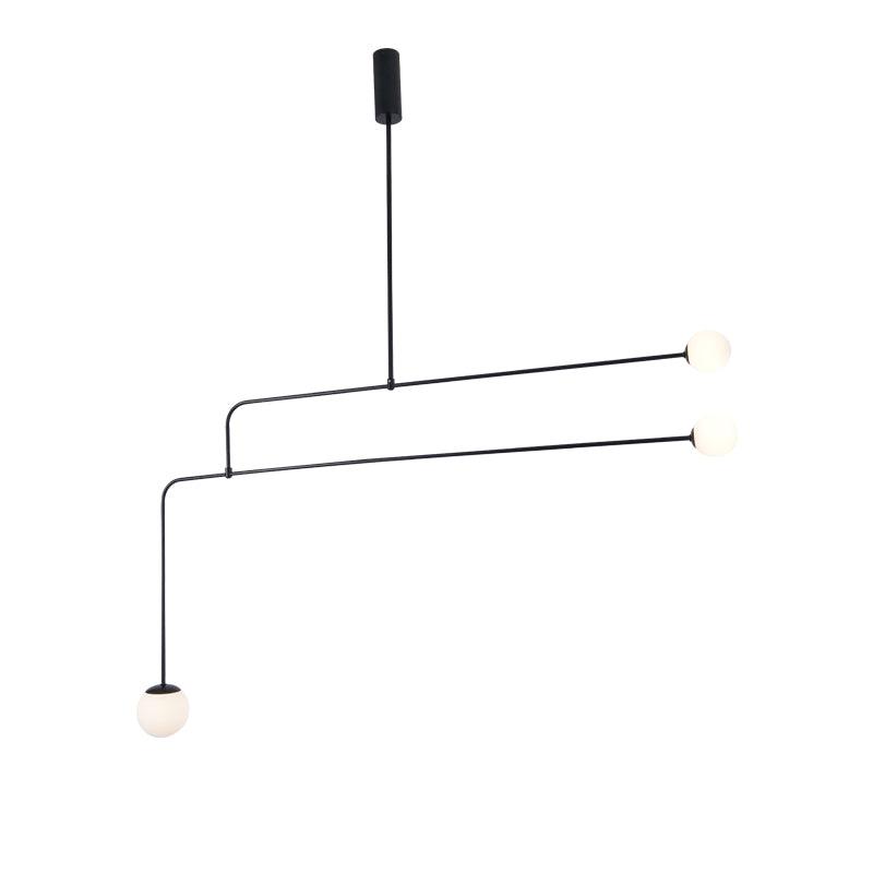 Mobile chandelier model with horizontal opaline globe arms