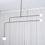 Chandelier, Mobile Opaline Glass Globes, Brass or Black, G9 and G4