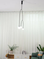 Chandelier, Mobile Opaline Glass Globes, Brass or Black, G9 and G4