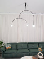 Chandelier, Mobile Opaline Glass Globes, Brass or Black, G9 and G4