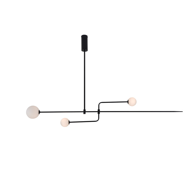Chandelier, Mobile Opaline Glass Globes, Brass or Black, G9 and G4