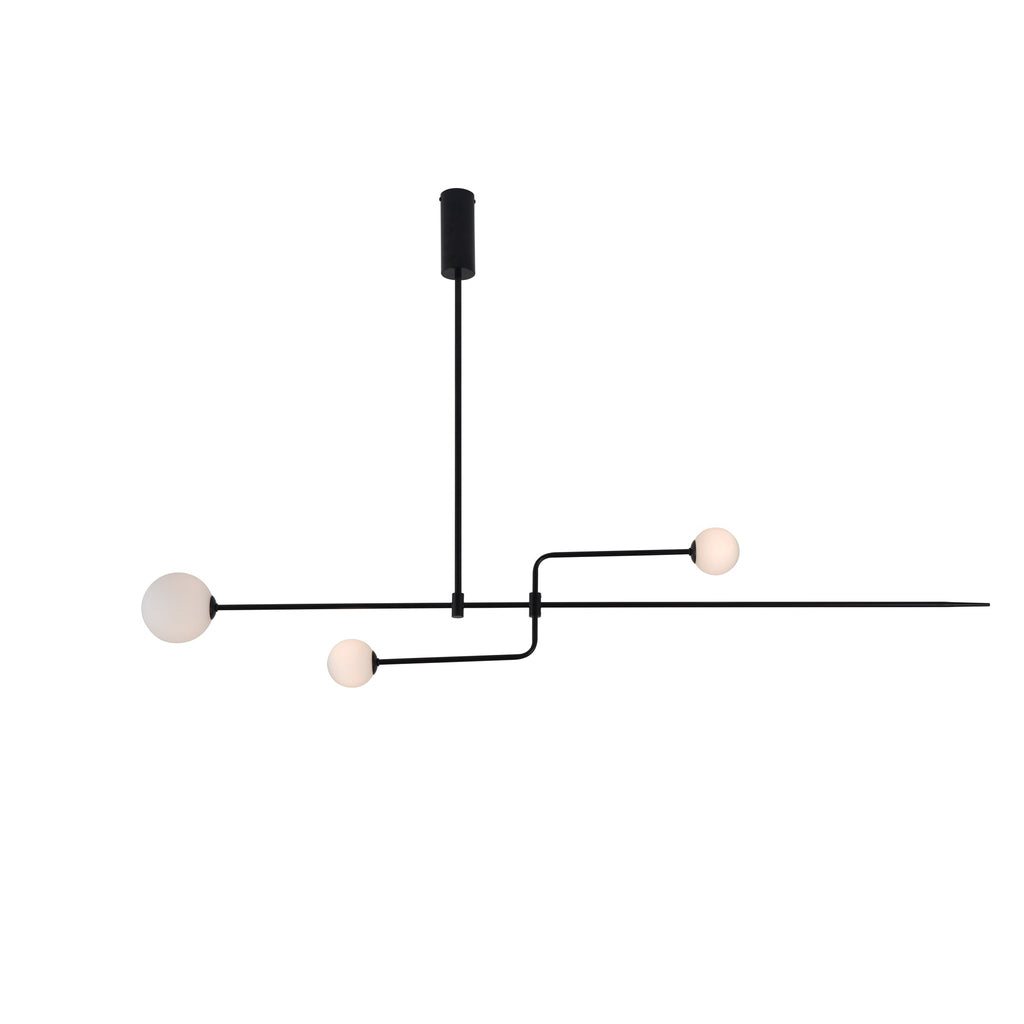 Chandelier, Mobile Opaline Glass Globes, Brass or Black, G9 and G4