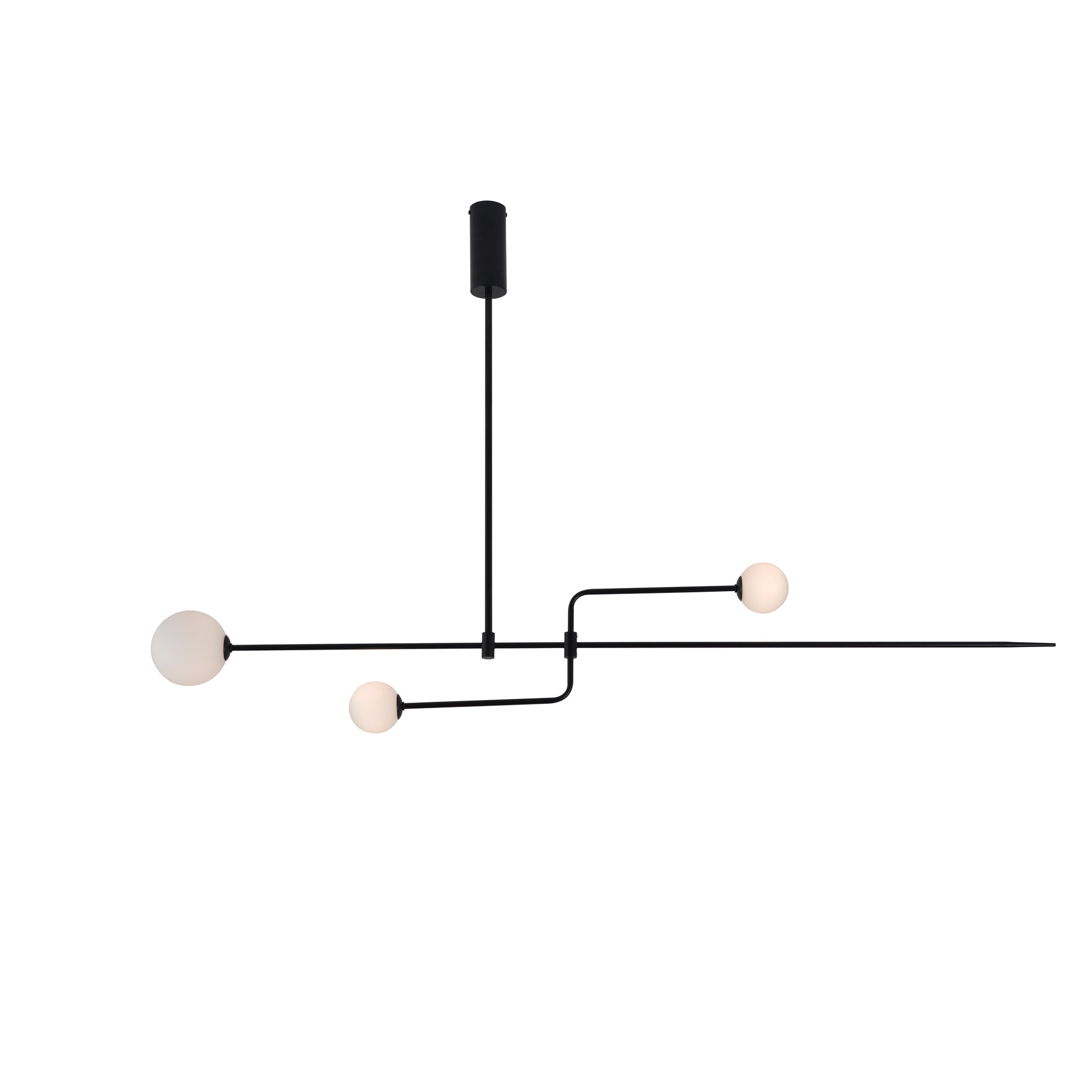 Chandelier, Mobile Opaline Glass Globes, Brass or Black, G9 and G4