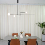 Chandelier, Mobile Opaline Glass Globes, Brass or Black, G9 and G4