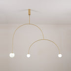 Chandelier, Mobile Opaline Glass Globes, Brass or Black, G9 and G4