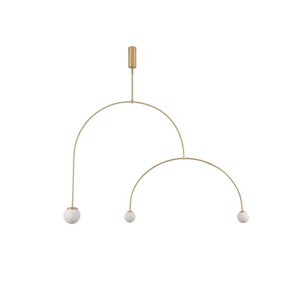 Mobile chandelier vertical configuration with glass globes