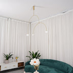 Chandelier, Mobile Opaline Glass Globes, Brass or Black, G9 and G4