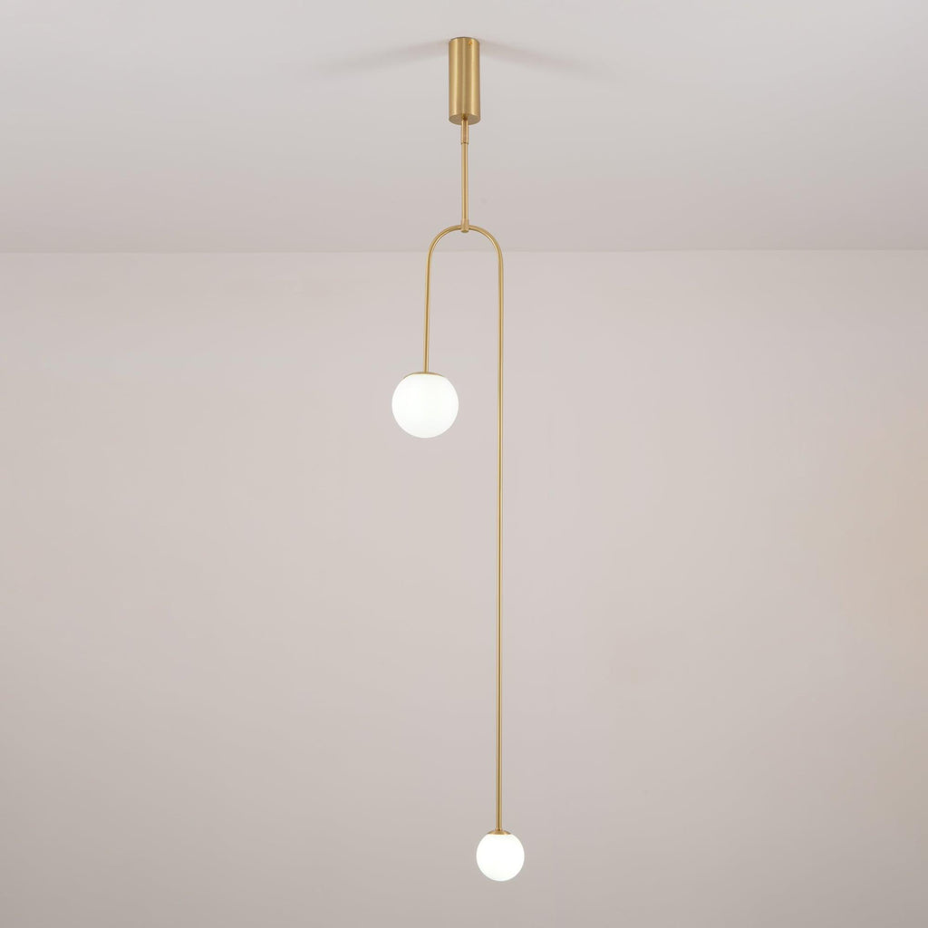 Chandelier, Mobile Opaline Glass Globes, Brass or Black, G9 and G4