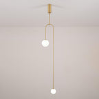 Chandelier, Mobile Opaline Glass Globes, Brass or Black, G9 and G4