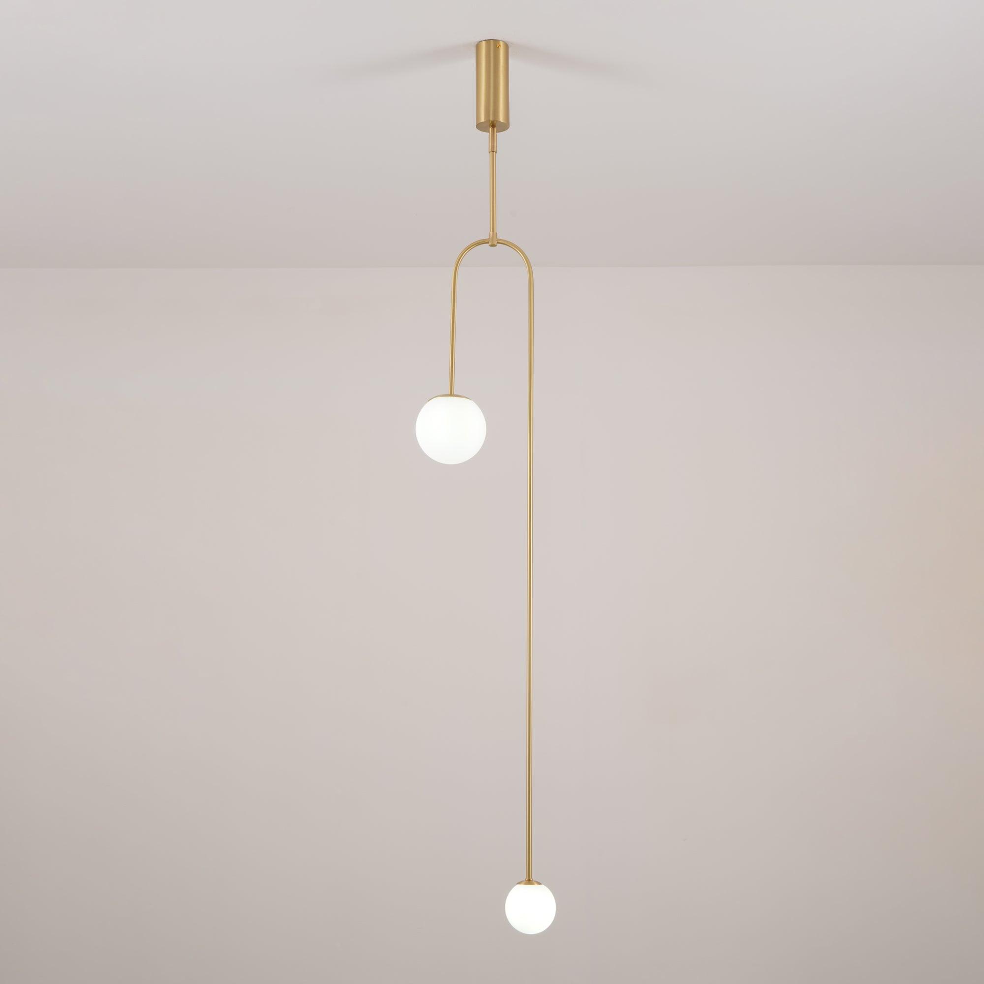 Chandelier, Mobile Opaline Glass Globes, Brass or Black, G9 and G4