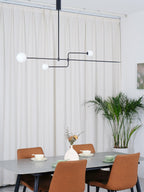 Chandelier, Mobile Opaline Glass Globes, Brass or Black, G9 and G4