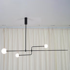 Chandelier, Mobile Opaline Glass Globes, Brass or Black, G9 and G4