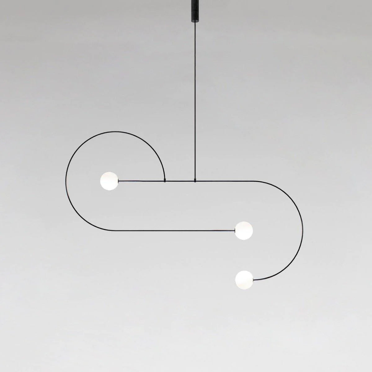 Chandelier, Mobile Opaline Glass Globes, Brass or Black, G9 and G4