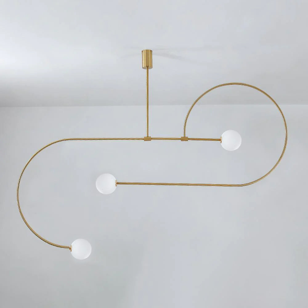 Chandelier, Mobile Opaline Glass Globes, Brass or Black, G9 and G4
