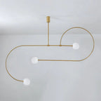 Chandelier, Mobile Opaline Glass Globes, Brass or Black, G9 and G4
