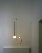Chandelier, Mobile Opaline Glass Globes, Brass or Black, G9 and G4
