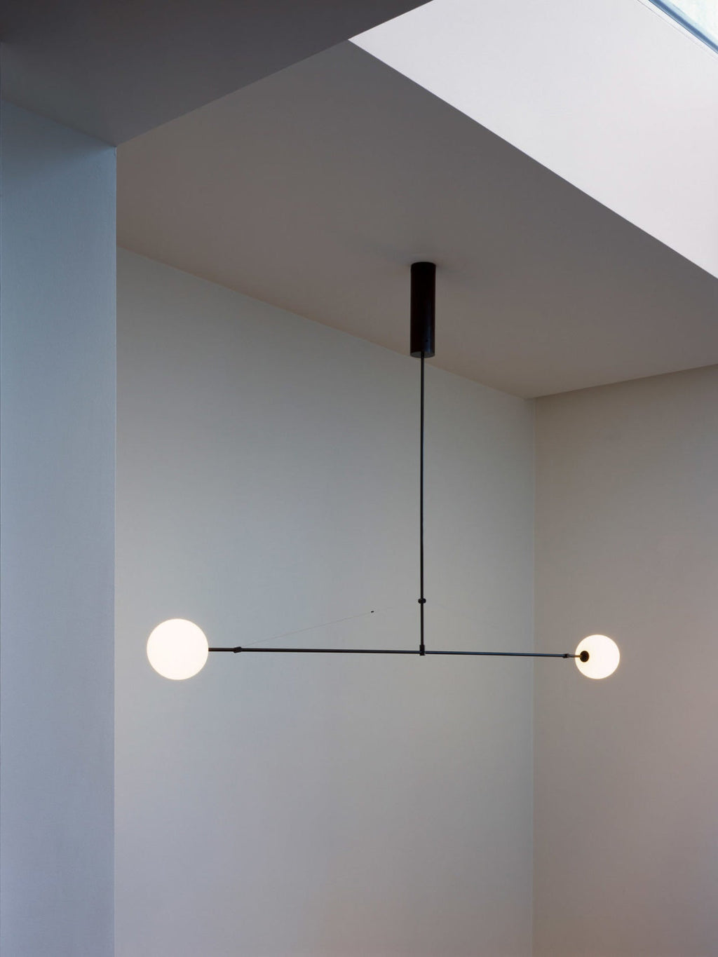 Chandelier, Mobile Opaline Glass Globes, Brass or Black, G9 and G4