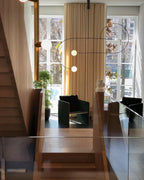 Chandelier, Mobile Opaline Glass Globes, Brass or Black, G9 and G4