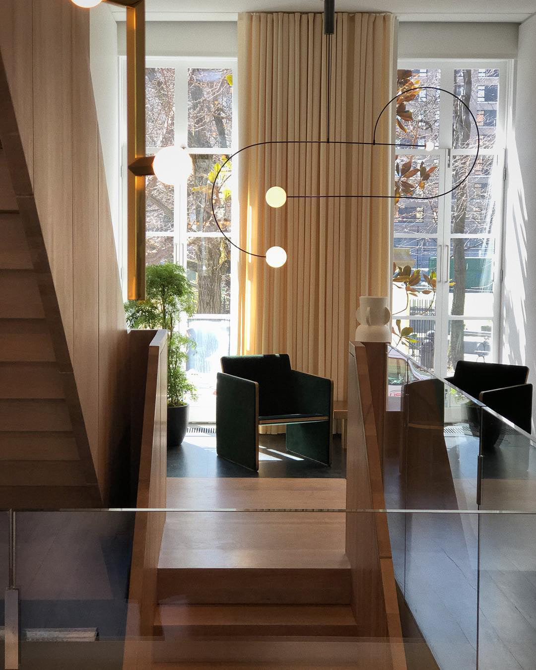 Chandelier, Mobile Opaline Glass Globes, Brass or Black, G9 and G4