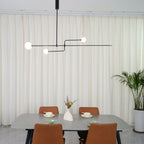 Chandelier, Mobile Opaline Glass Globes, Brass or Black, G9 and G4
