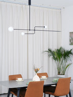 Chandelier, Mobile Opaline Glass Globes, Brass or Black, G9 and G4