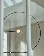Chandelier, Mobile Opaline Glass Globes, Brass or Black, G9 and G4