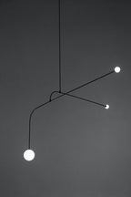 Chandelier, Mobile Opaline Glass Globes, Brass or Black, G9 and G4