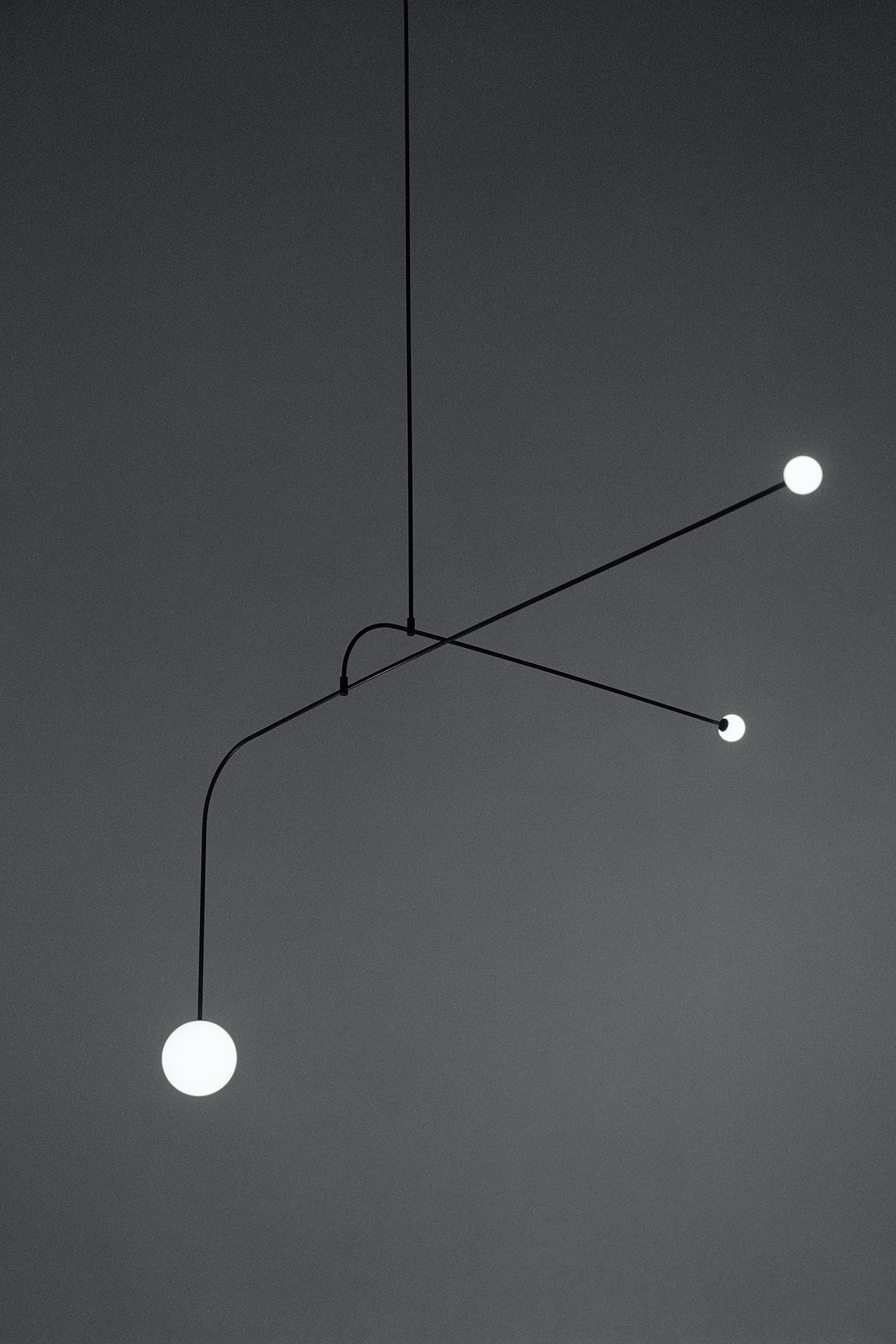 Chandelier, Mobile Opaline Glass Globes, Brass or Black, G9 and G4